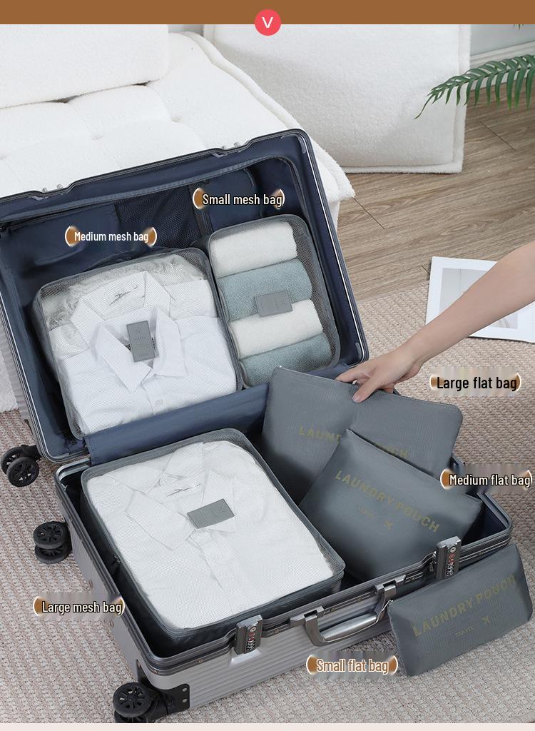 Travel Luggage Clothing Organizer Set - Six Piece Storage Bags