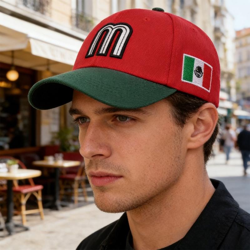 Mexico M Letter Embroidered Baseball Cap Adjustable Cotton Polyester Blend Sunhat For Men Women Kids