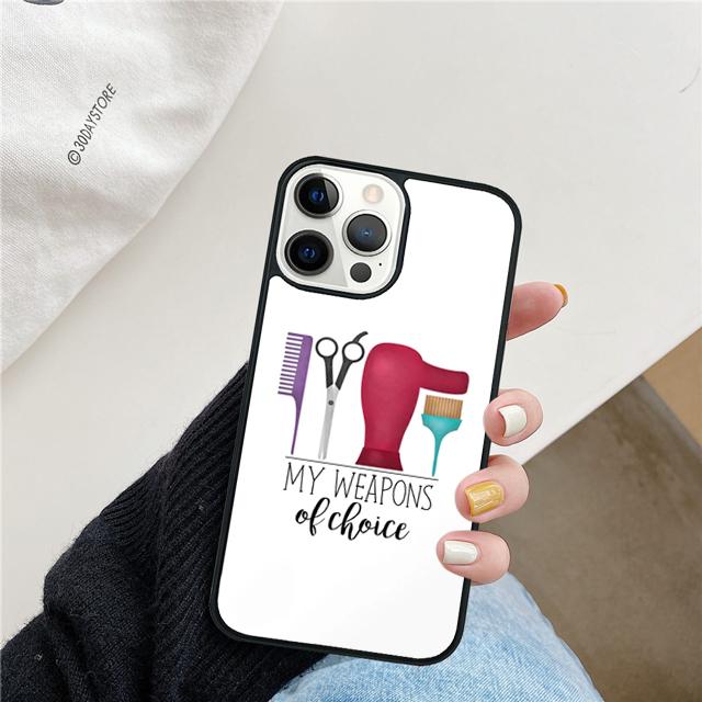 Scissors and Combs Barber Shop Hair Stylist Phone Case Cover For iPhone 17 Air 15 16 Pro Max 14 13 12 11 Pro Max Plus SE