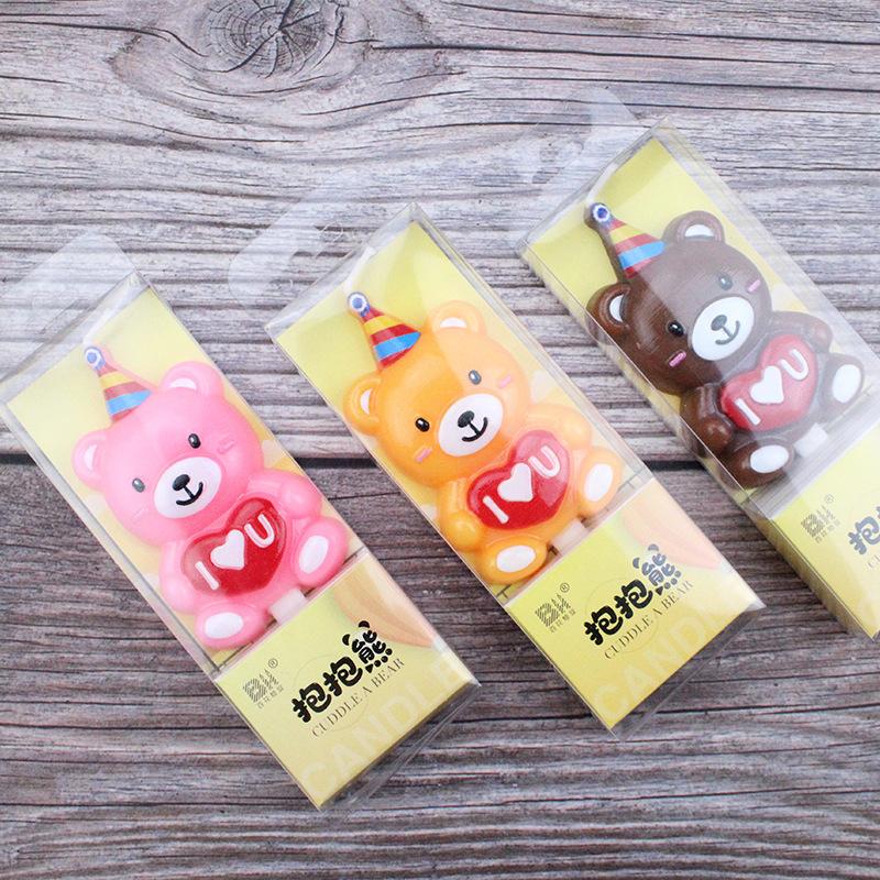 New Three-dimensional Hug Bear Birthday Candle Ins Korean Style Children's Cute Teddy Cute Pet Cake Decoration Candle