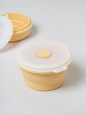 DAISO Silicone Steam Hole Foldable Round Container 500ml - 2 Pack