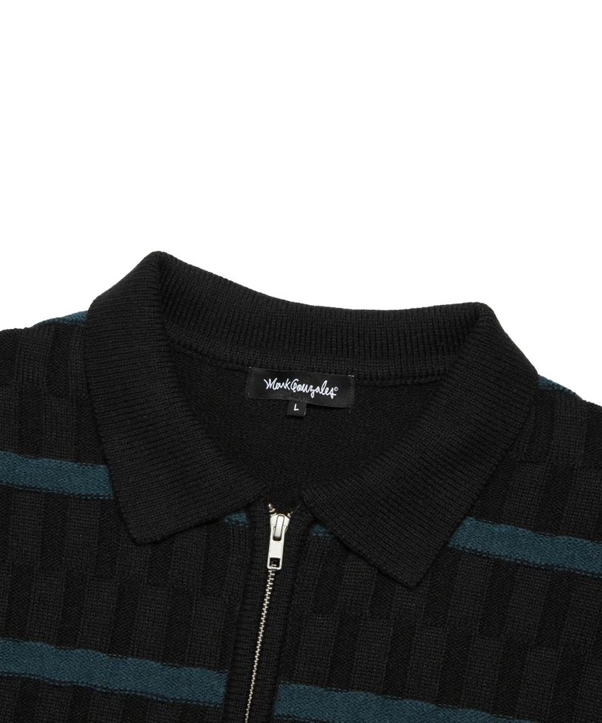 Mark Gonzales Angel Stripe Polo Knit Cardigan - Black