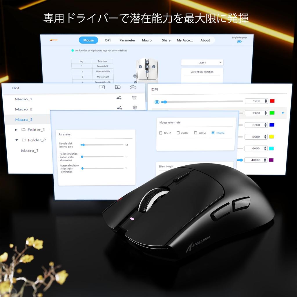 ATTACK SHARK X1 Wireless Gaming Mouse with Bluetooth, Ultra-Lightweight, 49g, 3-Mode PAW3395PRO, RGB Charging Dock, 40K DPI, 1000Hz, 100 Million