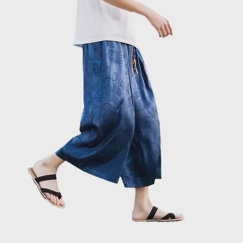 2024 Pánská móda Dragon Print Ležérní sportovní šortky - Volný rovný střih