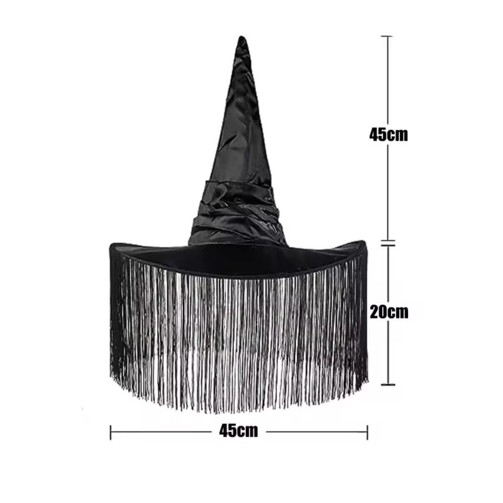 Cloth Pleated Fringe Witch Hat Ruched Halloween Party Witch Hat  Halloween Costume