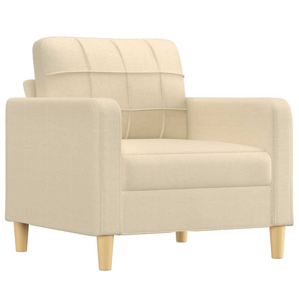 Vidaxl Fotel Z Podnóżkiem, Kremowy, 60 Cm, Obity Tkaniną