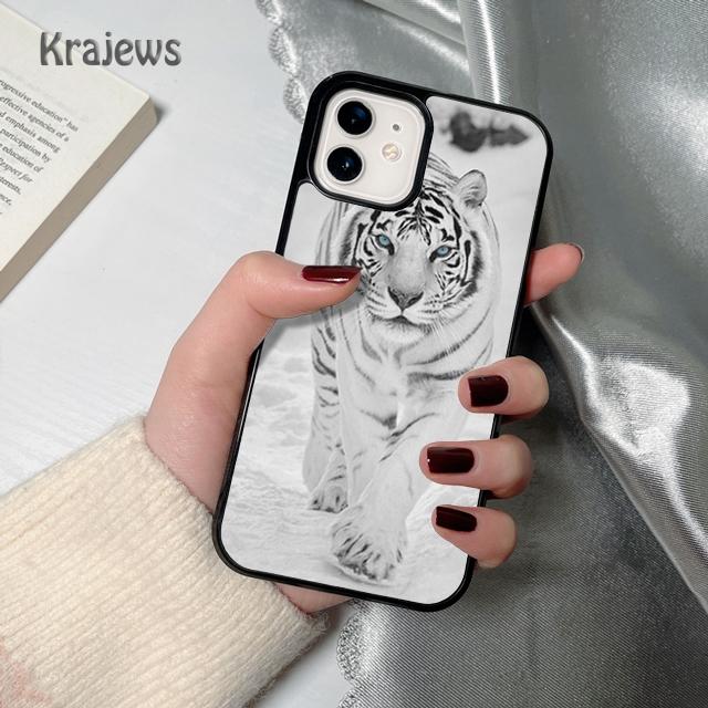 Animal White Tiger Pattern Soft Phone Case Cover For iPhone 17 Air 16 15 14 Plus 11 12 13 Pro Max Coque Fundas