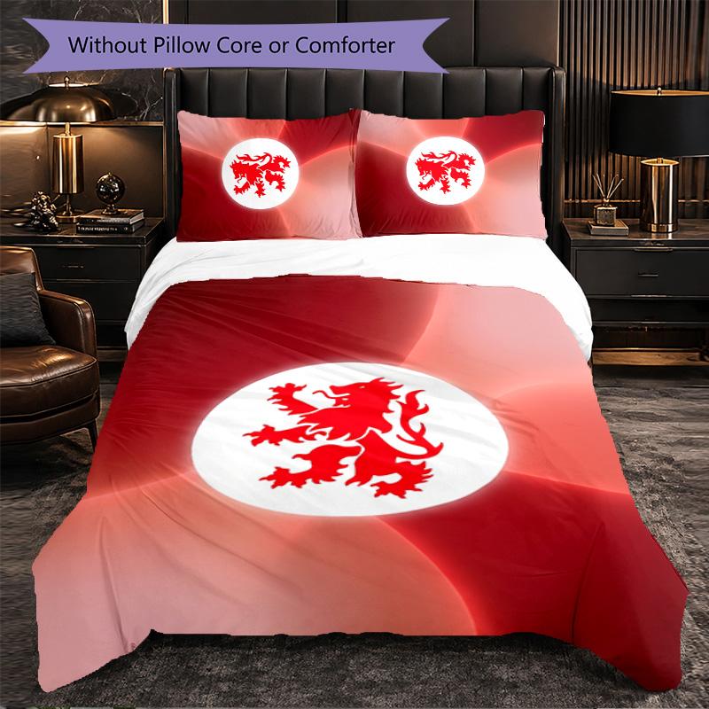 Biancheria da letto a tema Middlesbrough FC Set 3 Pezzi Copripiumino Biancheria da letto Decorativa per Camera Adolescenti Decorazione Casa
