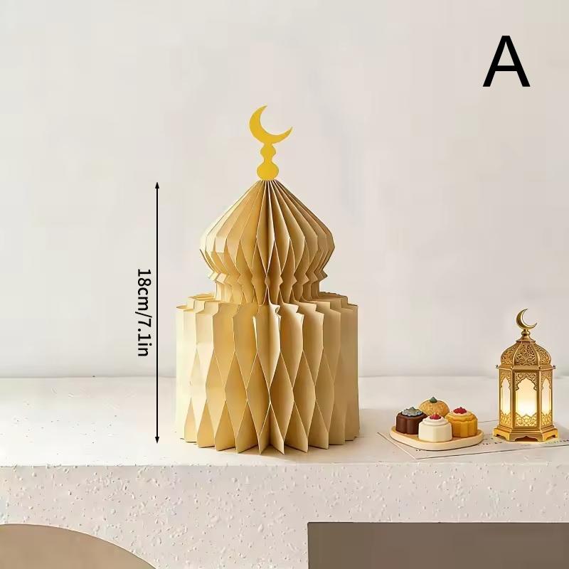 Ramadan Paper Art Desktop Decoration Castle Decoration 3D Honeycomb Castle Eid Al Fitr Party Stars Castle Party Products Gifts