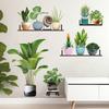 Potted Green Plant Wall Sticker Turtle Back Bamboo Leaf Decor for Restaurant Living Room Balcony Glass Door Bathroom Vinyl Adhesive Decal
