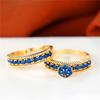 Luxury Female Rose Red Round Ring Set Trendy Yellow Gold Color Engagement Bride Wedding Jewelry Gift For Women