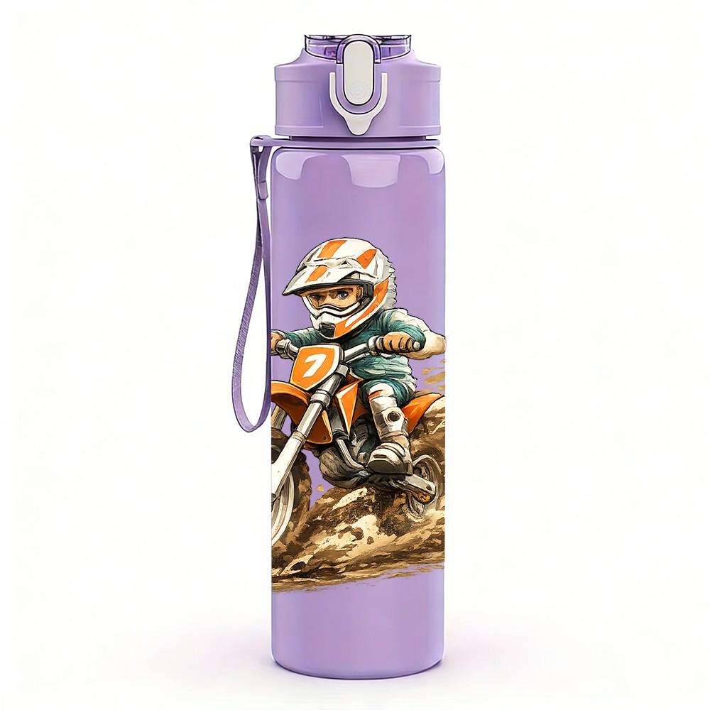1PC Motocross Dirt Bike Rider Print 750ml Color Plastic Sports Water Bottle Leakproof Flip Straw Lid Suitable for Sports Office Home Use