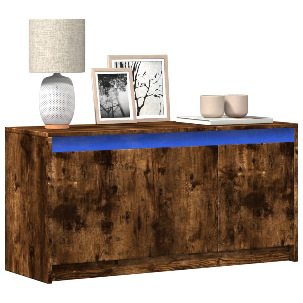 TV Cabinet with LED Lighting Smoked Oak 100 x 34 x 50 cm