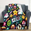 1pc Gaming PixelArt Flannel Throw Blanket HD Printed Lightweight Soft Warm All Season Blanket for Sofa, Bed, Travel, Camping Machine Washable
