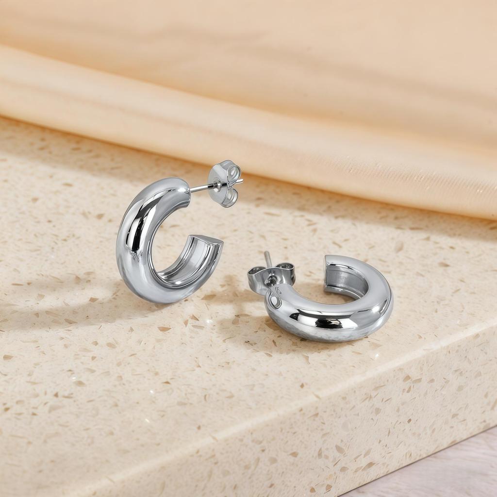 Titanium Steel Light Luxury Colorfast Hoop Earrings with High-End Feel