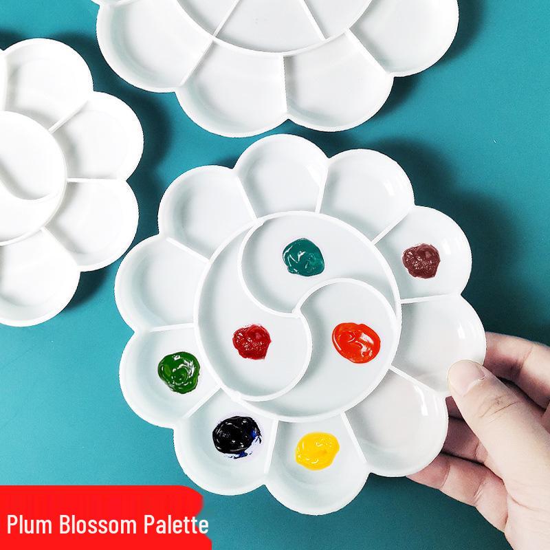 Plum Blossom-Shaped Watercolor Palette for Gouache, Chinese Painting, Acrylic, and Children's Art