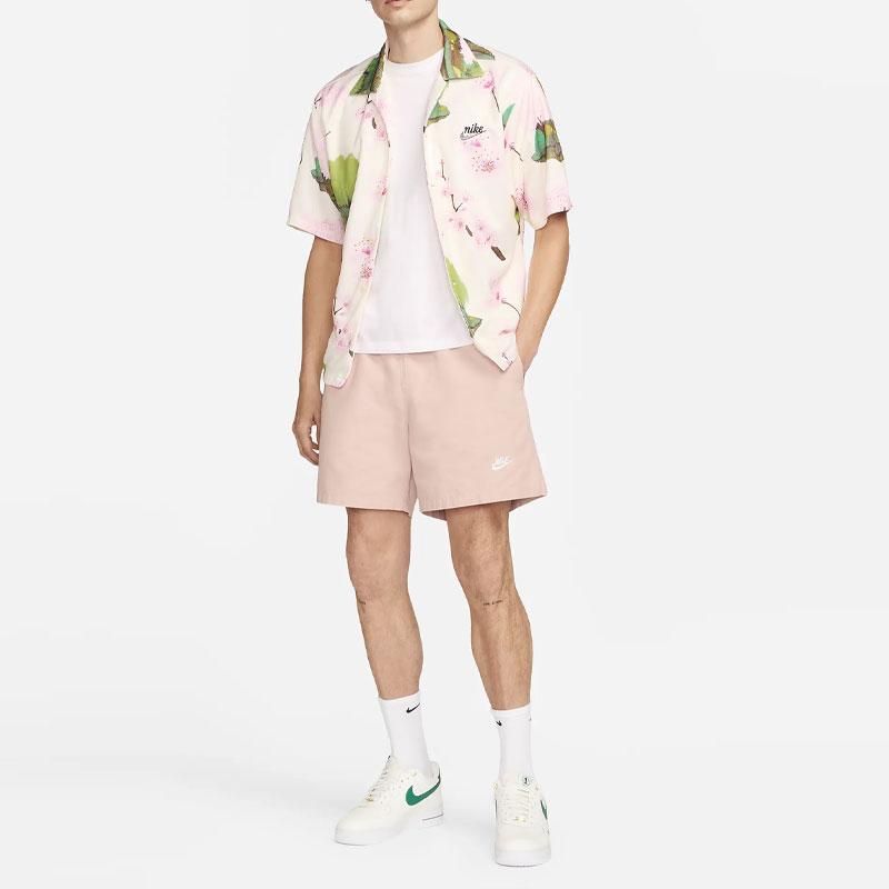 Nike Sportswear Cherry Blossom Print Square Neck Short Sleeve Shirt Men shirts Pink FN1842-133