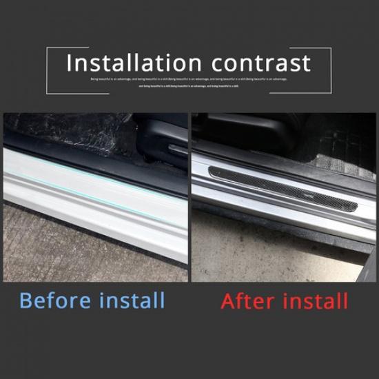 Carbon Fiber Door Plate Scuff Sill Panel Anti Scratch Trim For Honda Civic 16-20