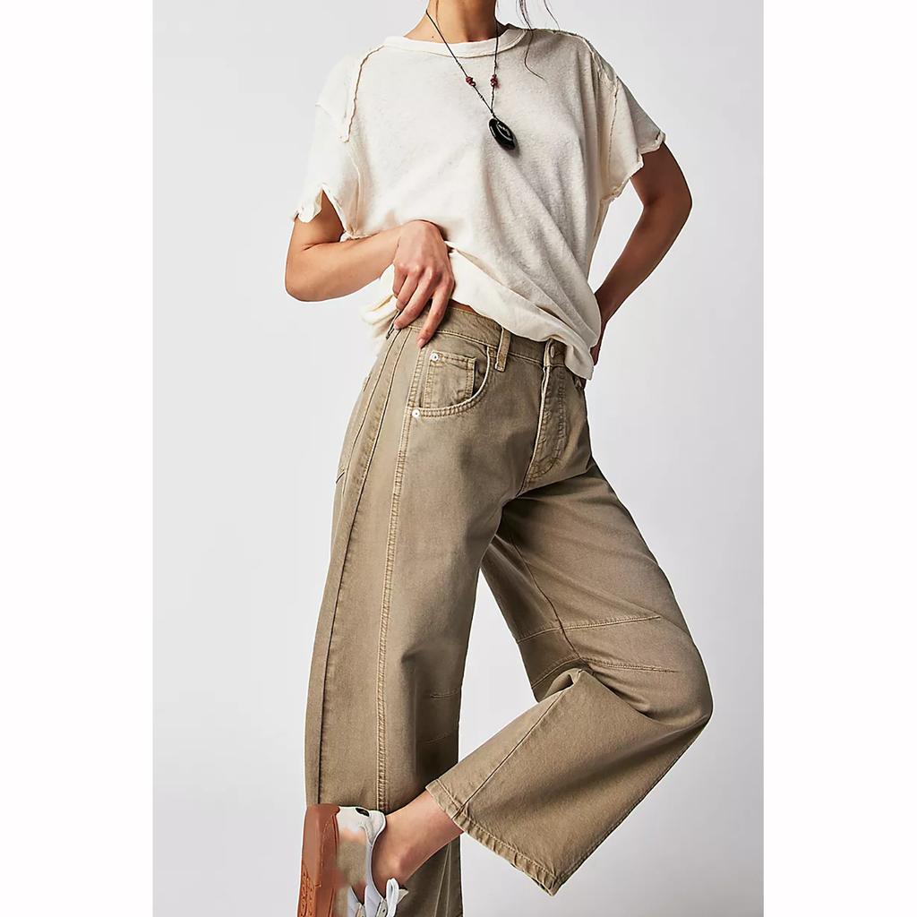 Casual Women's Jeans Wide Leg Jeans Pockets Hip Hop Retro Mid Waist   Shaped Loose Denim Trousers