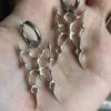 Gothic Punk Silver Color Hollowed-out Thorn Swallowtail Butterfly Pendant Hoop Earrings for Men Women Couples Halloween Jewelry