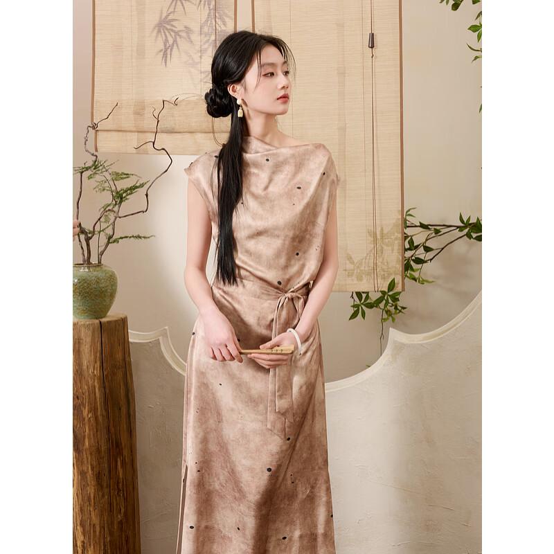 Sancai Danyan Shuyu Neues Chinesisches Stil Gürtel-Langkleid