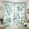 2 Pieces Green Leaf Print Curtains, Polyester Fabric, Machine Washable, Suitable For Bedroom Living Room Decoration