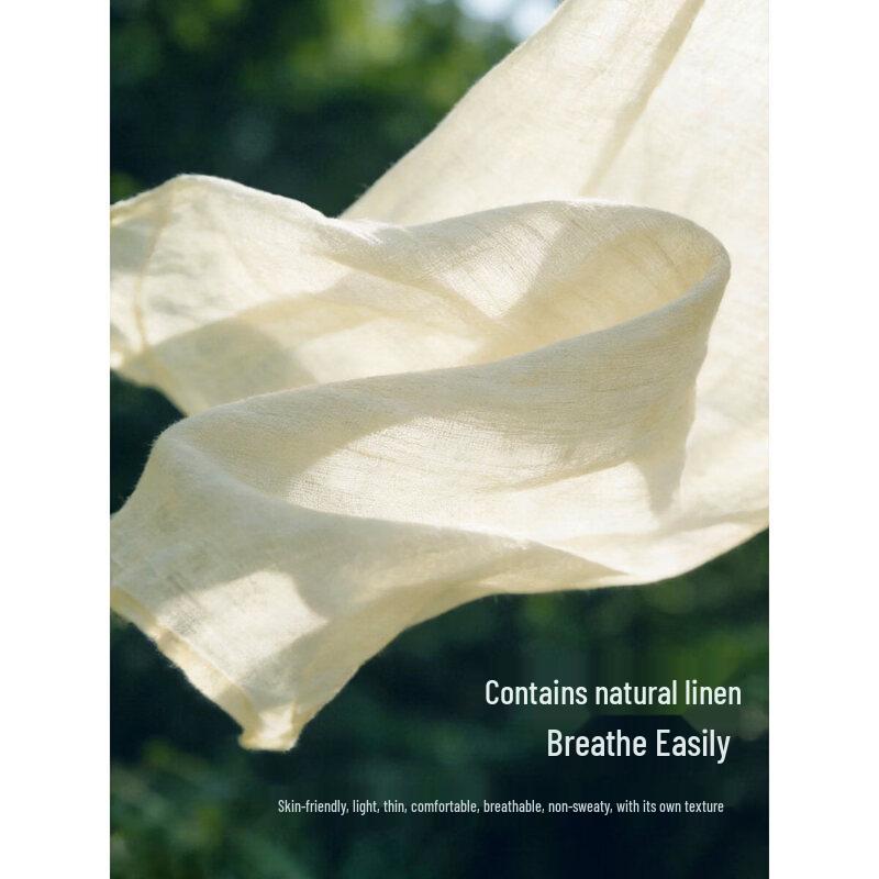 Linen Blend V-Neck Tie-Waist Cap Sleeve Blouse