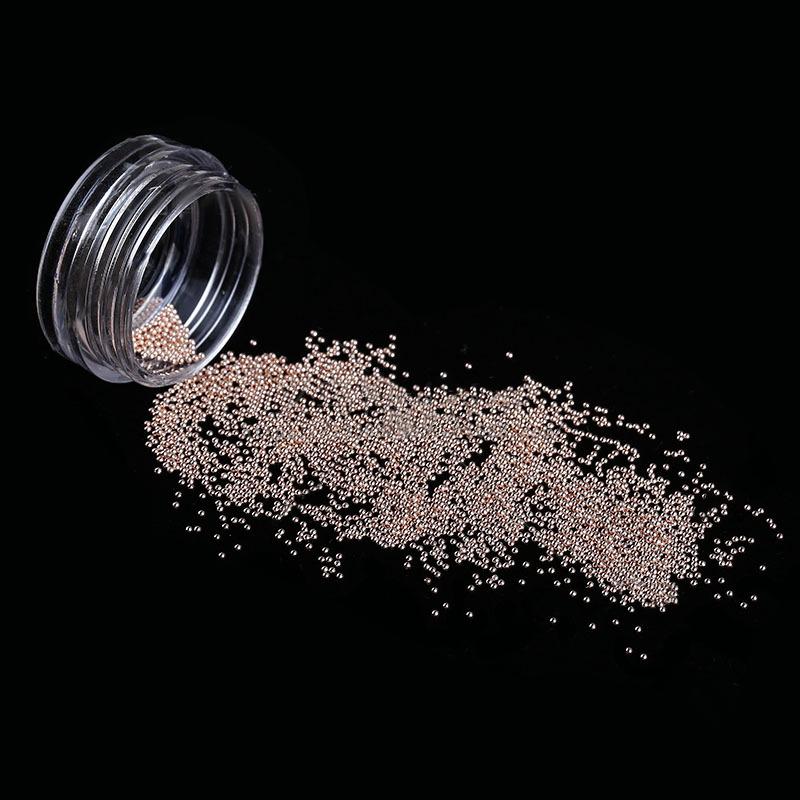 Caviar Nail Nails Gold And Silver Steel Beads Do Not Fade 1.2Mm Metal Microbeads 1000 Round Box Nail Jewelry