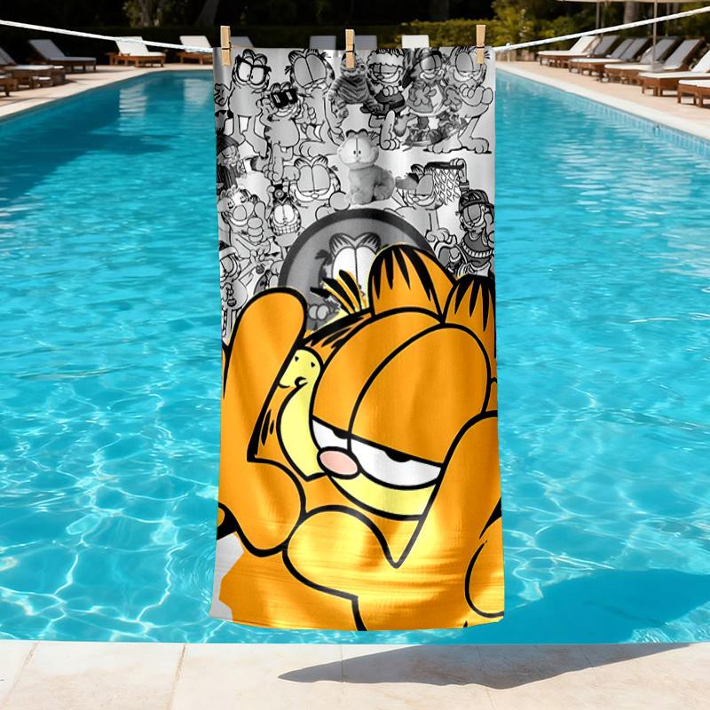 Garfield Print Beach Towel Design, Soft, Lightweight. for Home Bathroom, Spa, Pool, Yoga, Surfing, Camping, Gift for Family, Friend