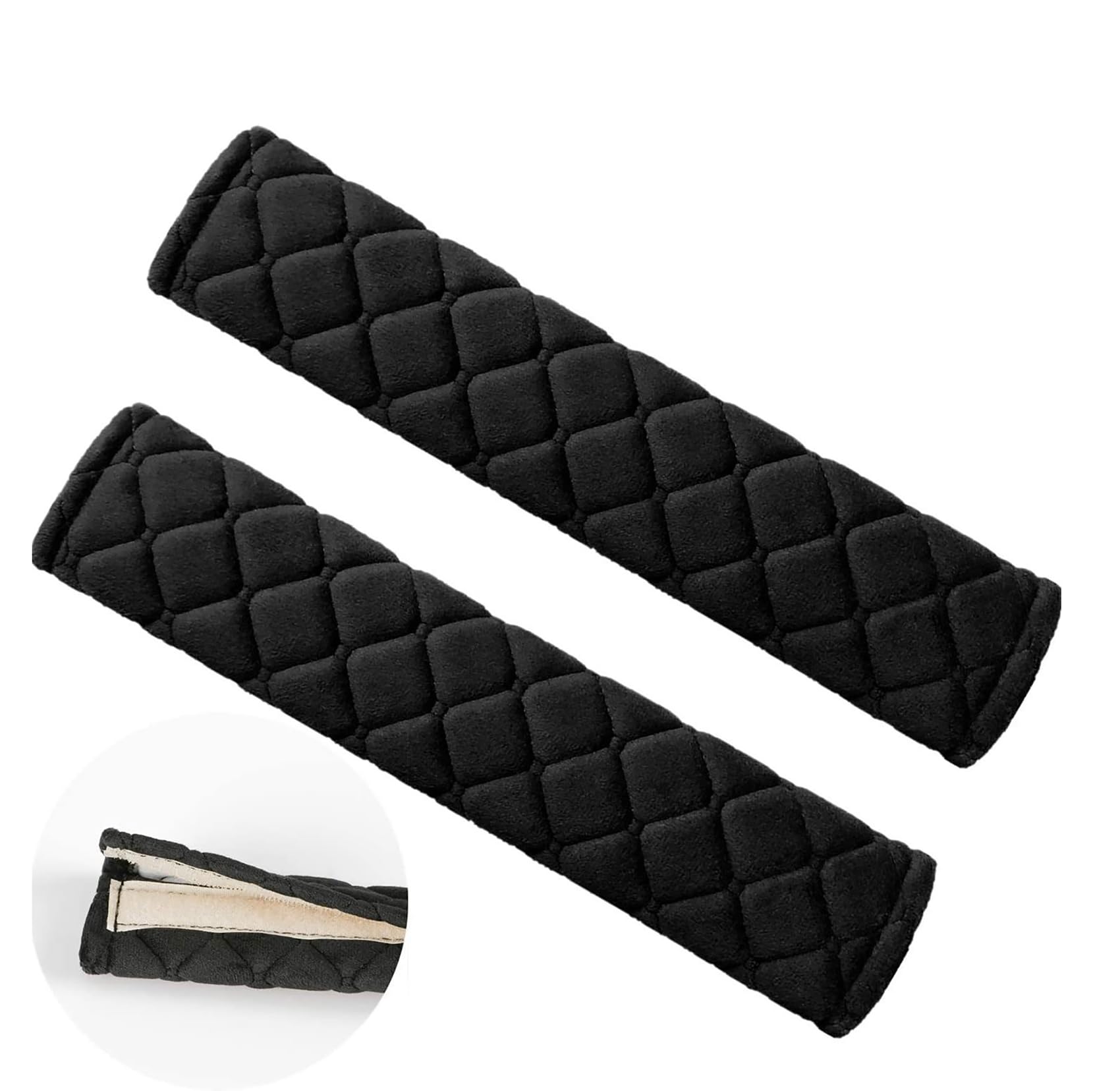 

LeTradeJP Seat Belt Covers (Set of 2 / Black) Easy Installation, Soft and Comfortable,