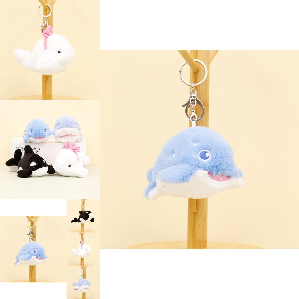 Adorable Marine Animal Plush Keychain 12cm Cute Shark Whale Dolphin Stuffed