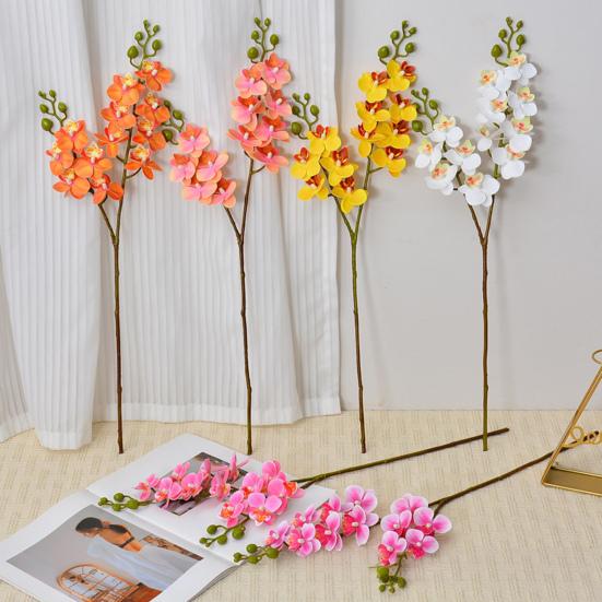 Artificial Moth Orchids 2 Fork Realistic Fake Silk Flower Wedding Party Home Office Table Centerpiece Faux Phalaenopsis Floral Branch Decoration