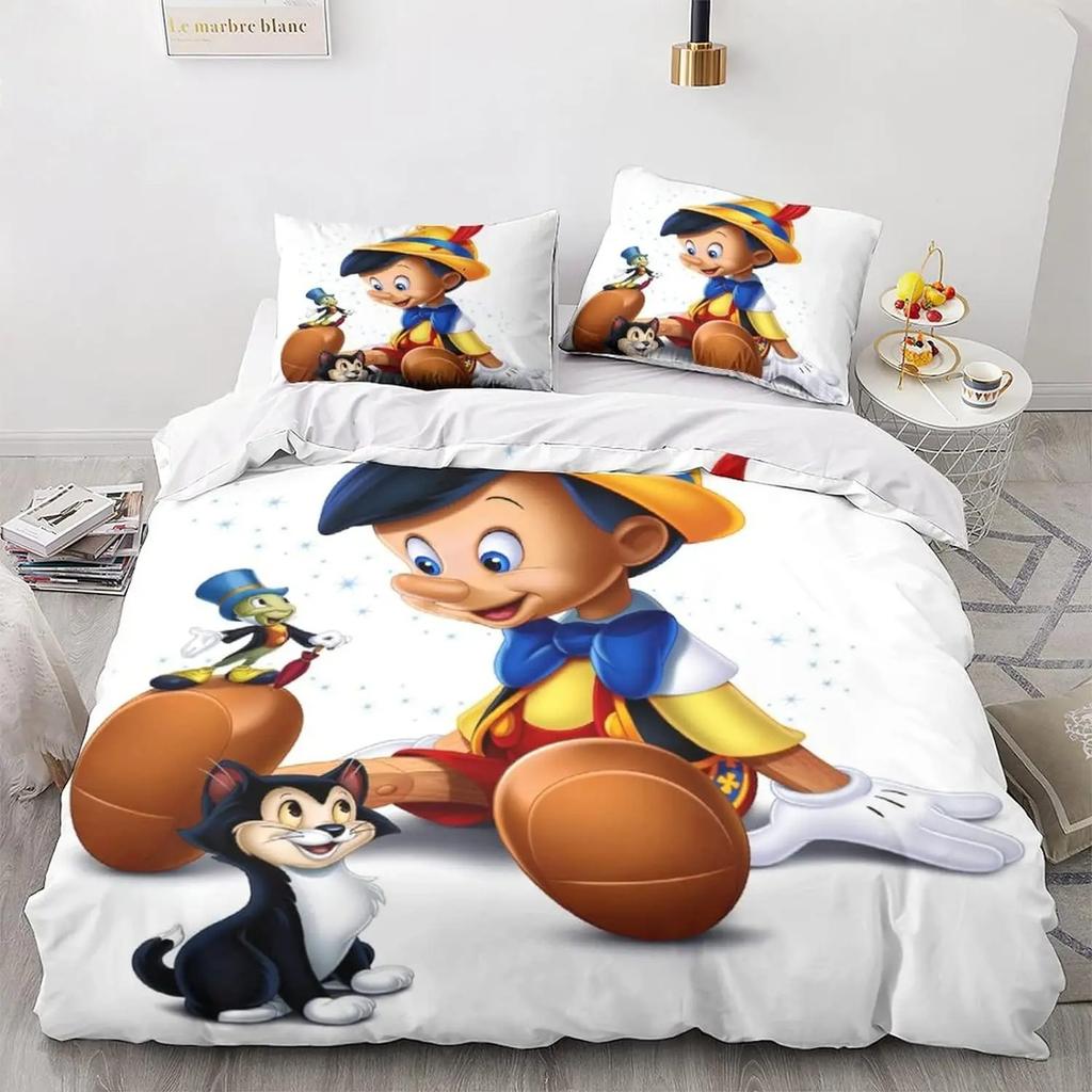 3D Gedruckte Pinocchio Bettbezug Kissenbezug Pinocchio Bettwäsche Set Erwachsener Junge Mädchen Schlafzimmer Dekoration Kinder Einzel Doppel