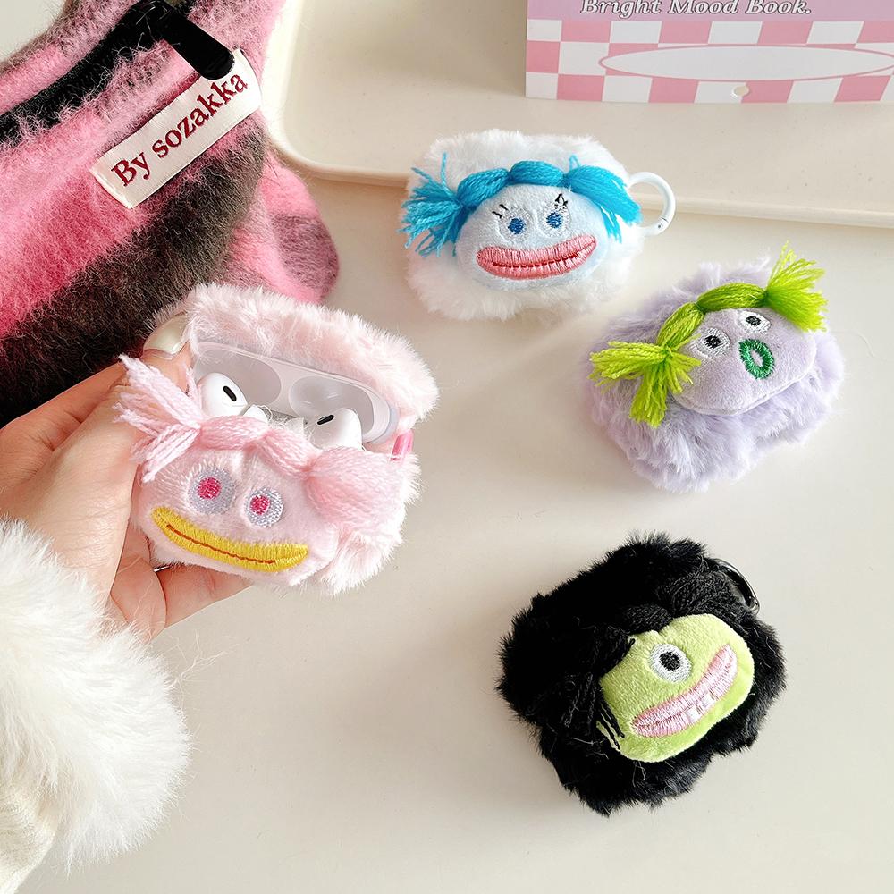 For AirPods Pro/AirPods Pro 2 Parody Expression Plush+TPU Protective Cover with Buckle