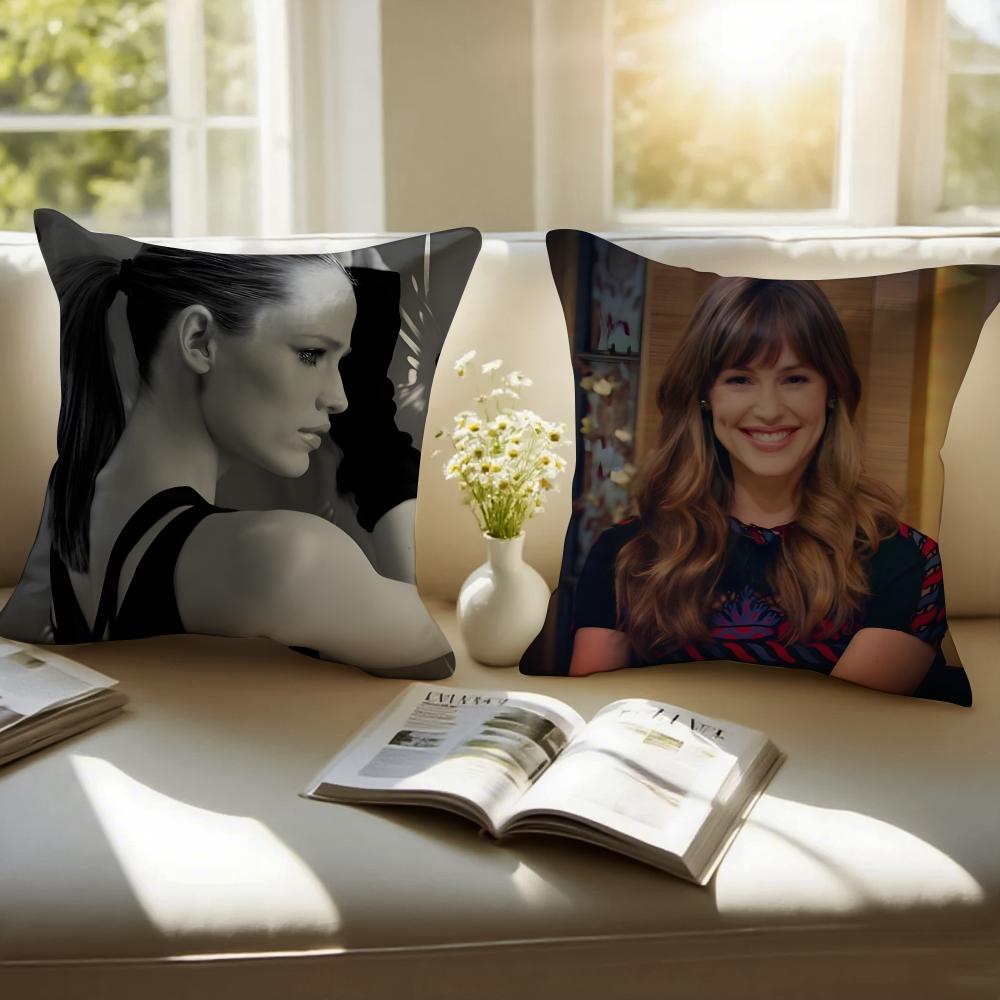 JJennifer Garner Cushion Cover Pillowcase Antidustmite Invisible Zipper Short Plush Sofa Cushion