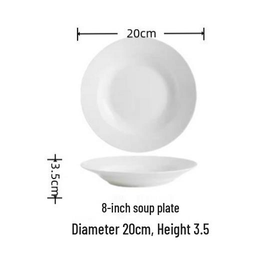 Pure White Ceramic Tableware Set - Plates & Bowls for Home or Hotel
