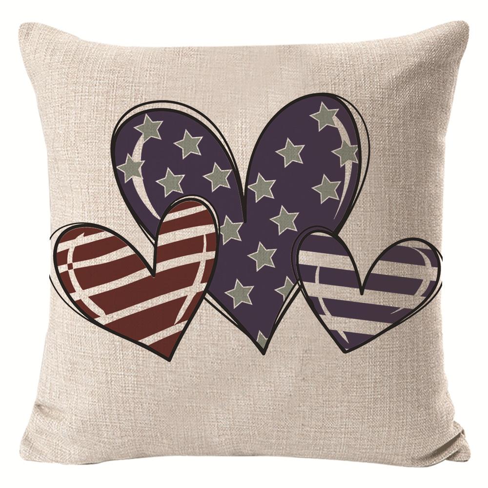 New American Independence Day Pillow Stars and Stripes Cushion Pillow Cover Festive Red and Blue Printed Letters One Piece