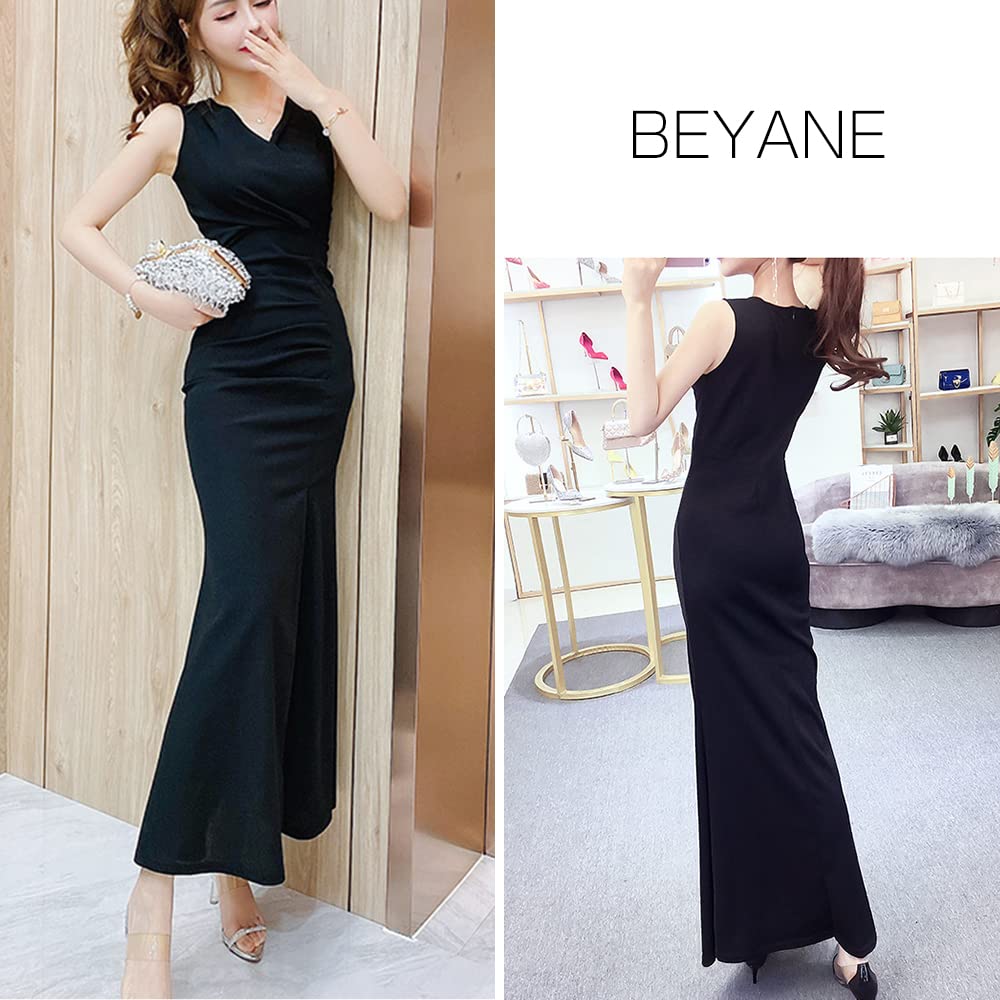 BEYANE Mermaid Slit Long Cabaret Stretch Casual Work Midi Ladies Lined Cabaret Long Maxi Corset Halter V-Neck Dress, Women's Dress, Dress, Club,