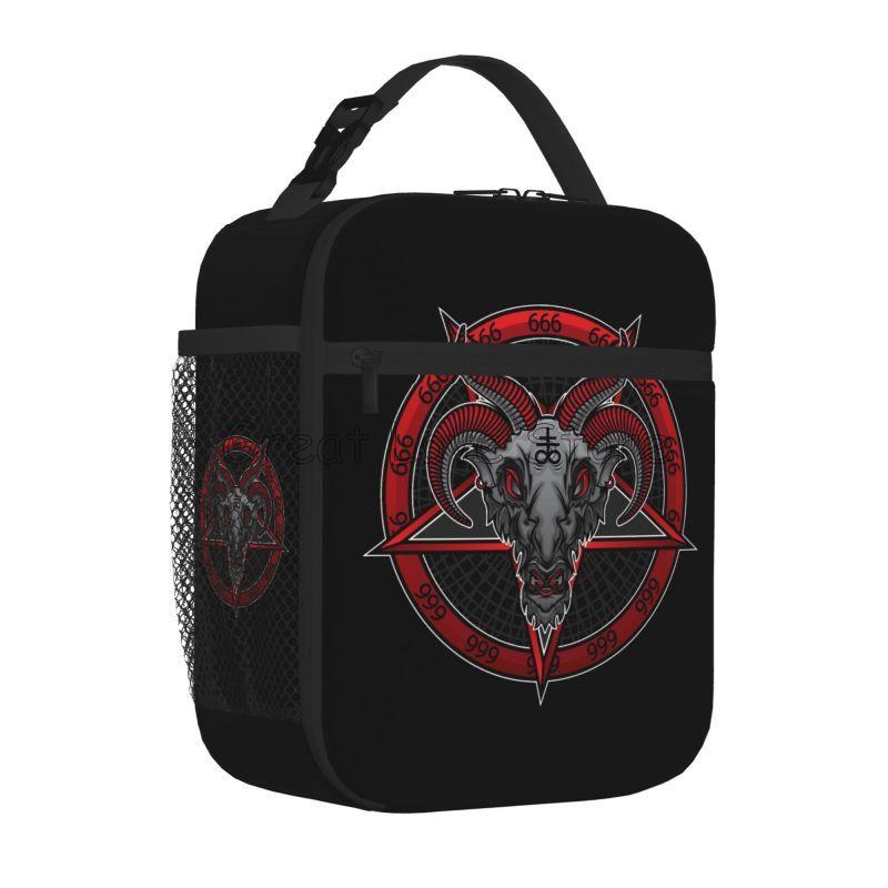 Vintage Baphomet Goat Head Print Insulated Lunch Bag Reusable Portable Waterproof Thermal Bento Tote Bag for Travel Work Picnic