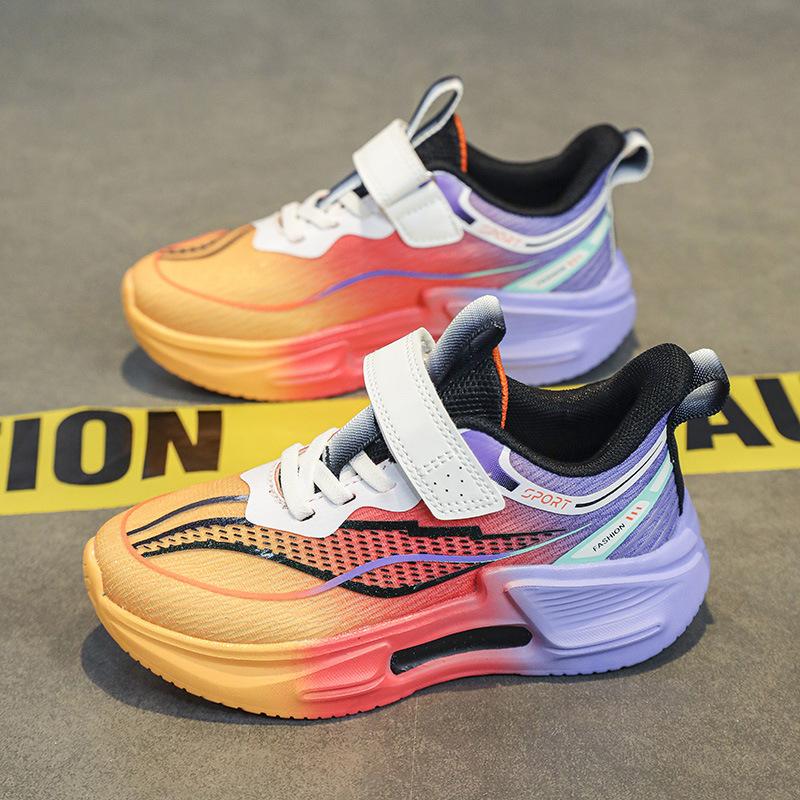 Running Shoes for Primary School Students, Spring Mesh Sneakers for Older Children, Lightweight Velcro Breathable Classmates, Boys Physical Educat