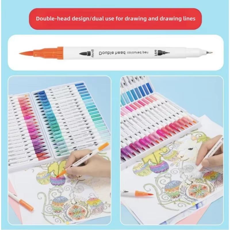 12 Colors Drawing Watercolor Art Markers Pen, Double Tip Brush Fineliner Colouring Painting Pens Set, Art Stationery Supplies