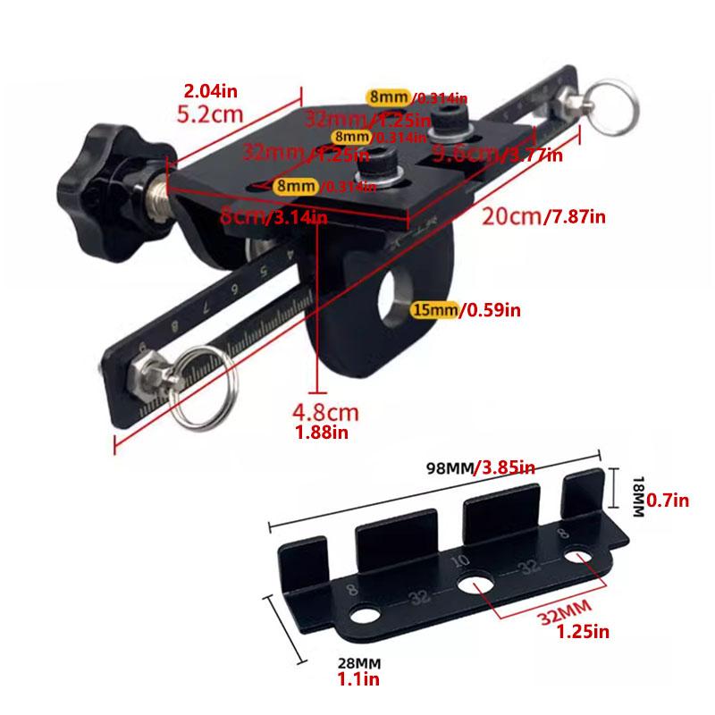 Dowel Jig Drill Kit, 3 in 1 Drill Hole Guide Jig Precise Drilling Locator Puncher with 8/10/15mm Drill Bits Pocket Hole Jig