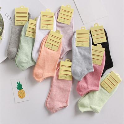 Stylish Casual Women Solid Color Elastic Cotton Breathable Low Cut Ankle Boat Socks Warm Socks