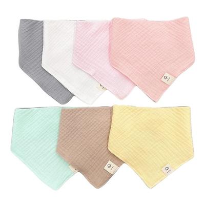 Luxury Baby 7-piece Infant 4-ply Gauze Scarf Bib Set, Mixed Colors, 1 Set