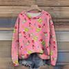 Long Sleeve Pullover Sweaters For Women O Neck Casual Cute Printing Knit Oversized Sweater