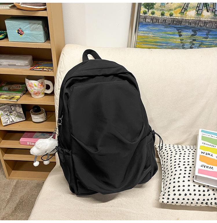 School bag versatile simple solid color college student school bag Korean version ins large capacity casual backpack light travel shoulder bag