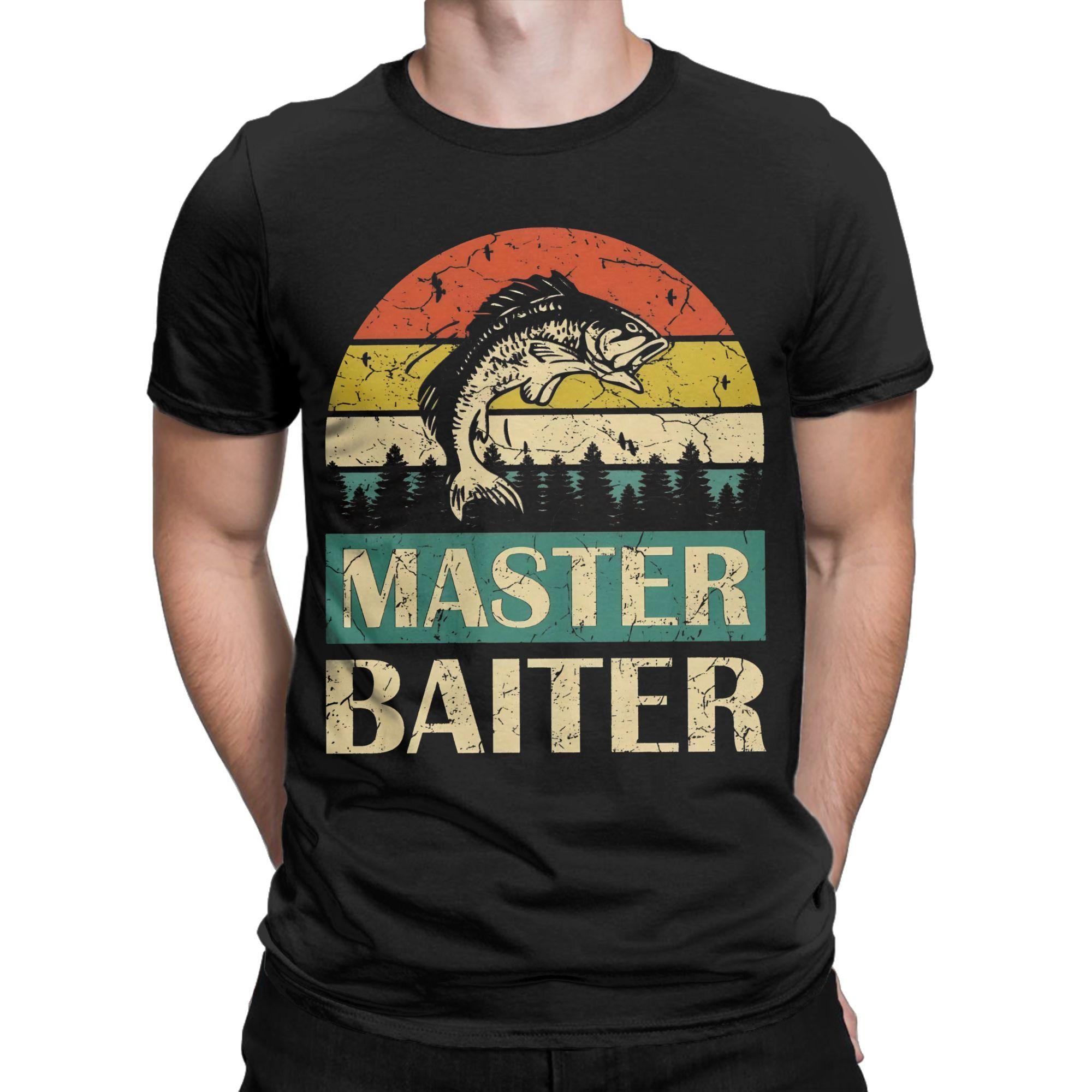 Master Baiter Funny Saying Fishing Fishermen Retro Sunset T Shirts Men Cotton T-Shirts O Neck Bass Tees Short Sleeve Tops Gif... S разноцветный