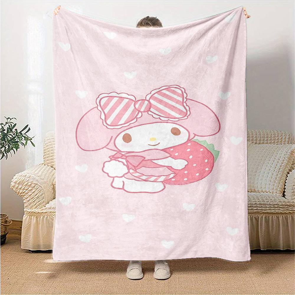 1pc strawberry my melody blanket Lightweight Flannel Throw for Sofa Bed Travel Camping Livingroom Office Couch Chair