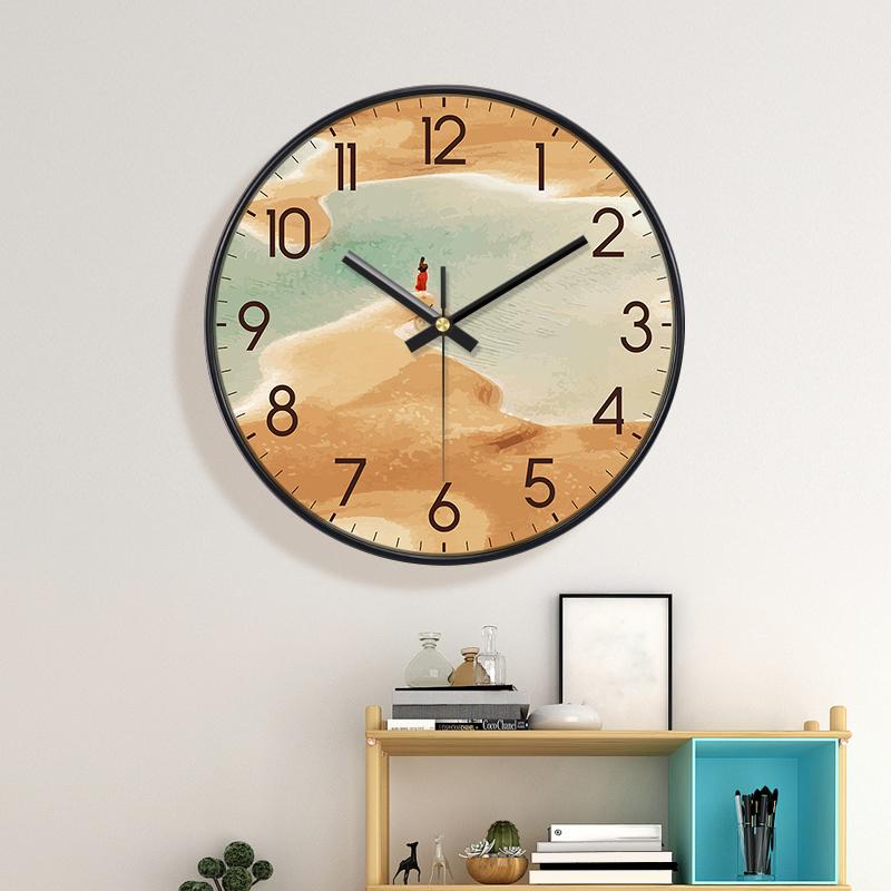 10/12 Inch Fashion Creative Wall Clock Silent Nordic Artist Living Room Bedroom Wall Watch Oil Painting Style Home Decoration