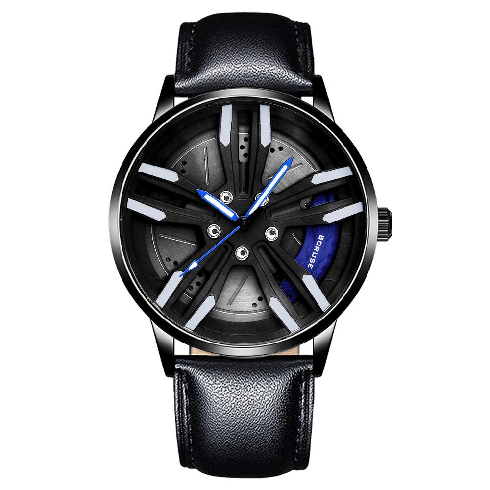 Boruse Trendy Men'S Watch Student Belt Wheel Hub Caliper Waterproof Luminous Quartz Watch